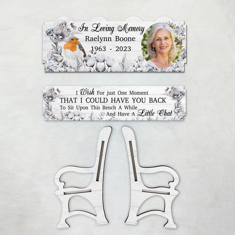 Photo personnalisée « Je souhaite juste un instant » - Cadeau commémoratif pour la famille, les amis, les amoureux des chats, les amoureux des chiens - Banc commémoratif personnalisé