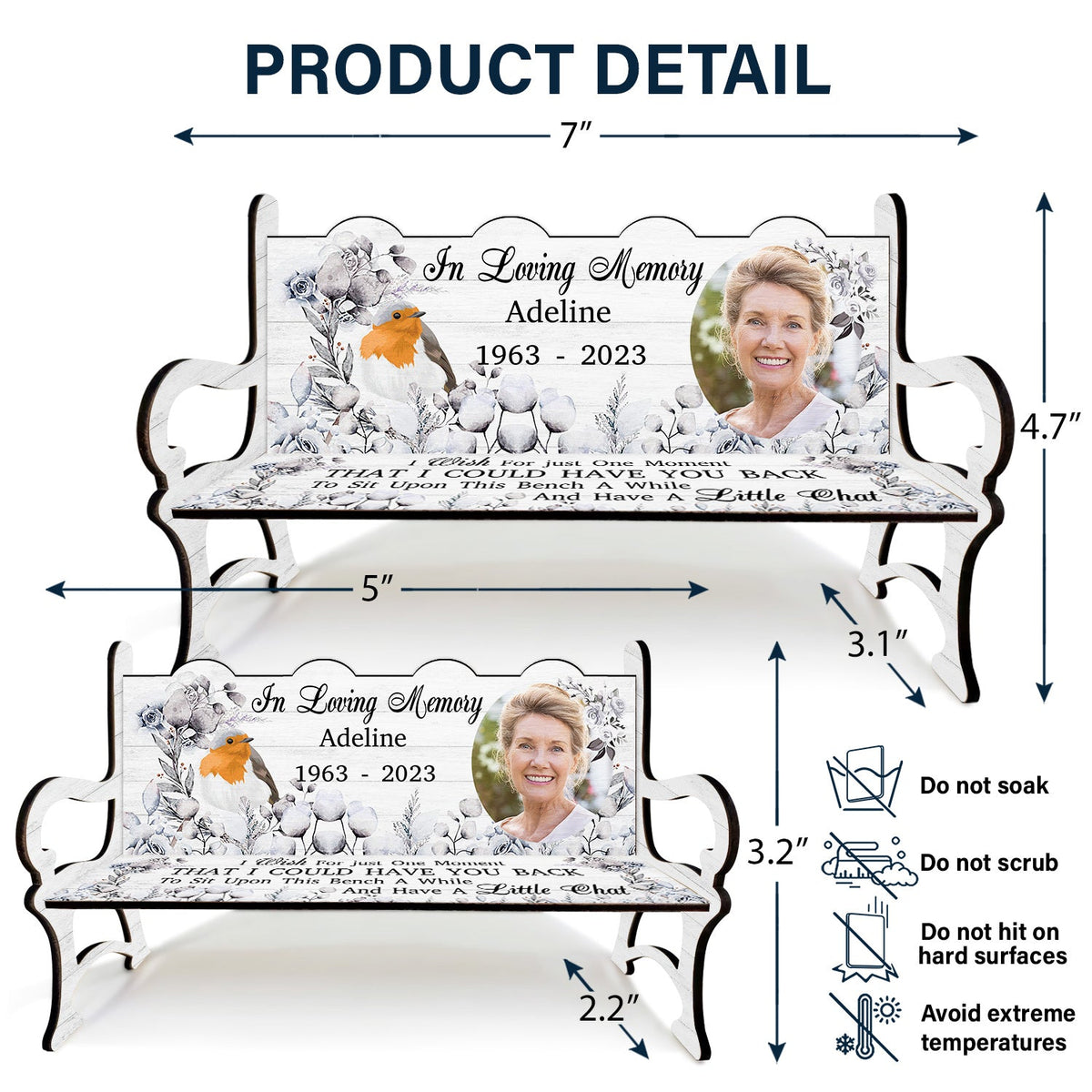 Photo personnalisée « Je souhaite juste un instant » - Cadeau commémoratif pour la famille, les amis, les amoureux des chats, les amoureux des chiens - Banc commémoratif personnalisé
