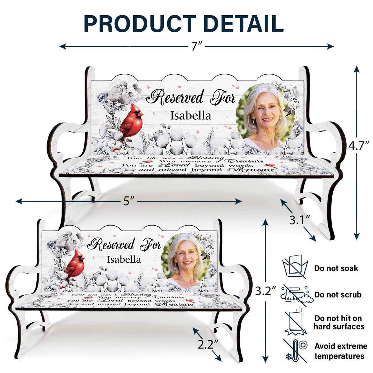 Photo personnalisée « Votre vie a été une bénédiction » - Cadeau commémoratif pour la famille, les amis, les frères et sœurs - Banc commémoratif personnalisé