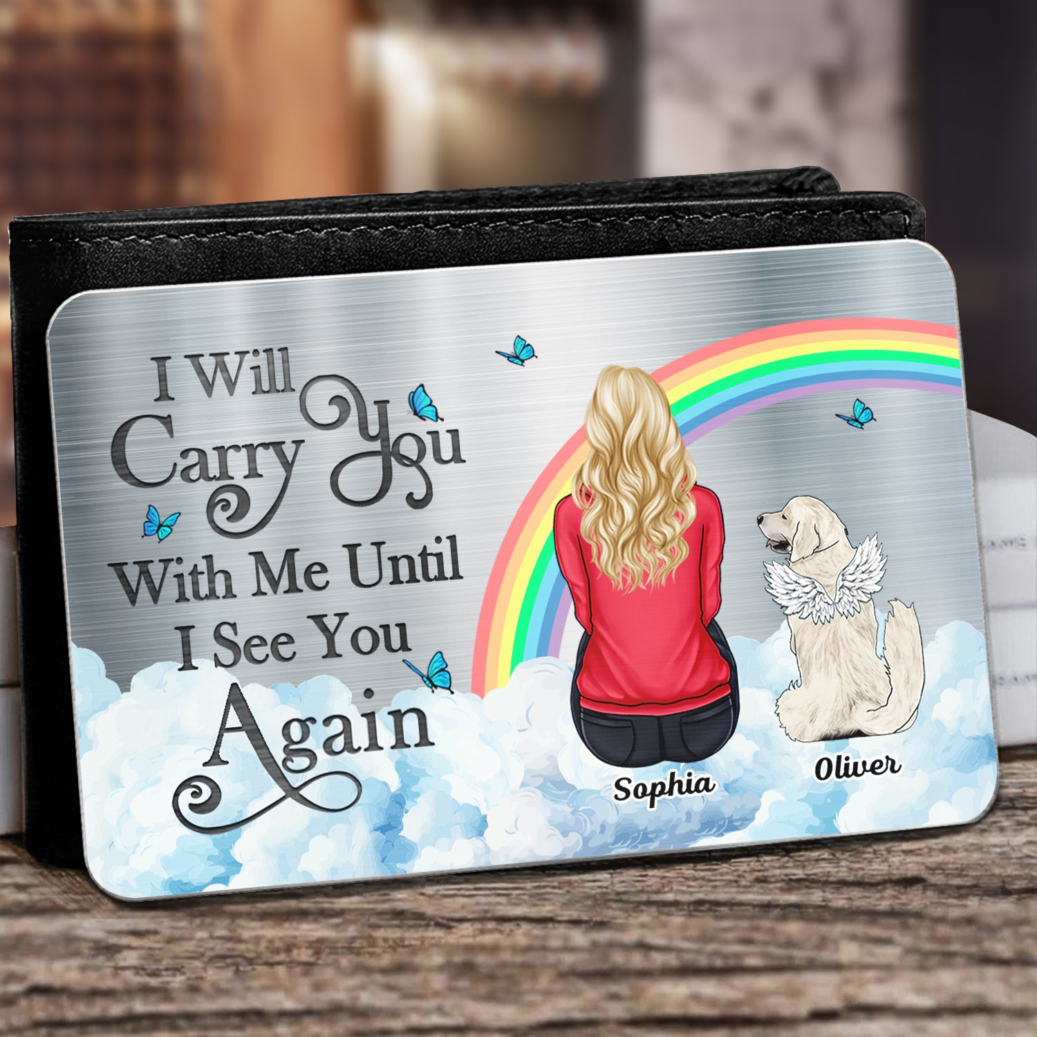 I'll Carry You - Memorial Gift For Dog Lovers, Cat Lovers, Dog Mom, Dog Dad - Personalized Aluminum Wallet Card
