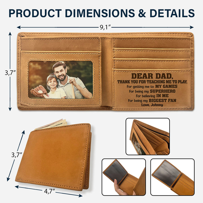 Custom Photo Dear Dad Thank You For Teaching Me - Holiday, Birthday, Loving Gift For Dad, Father, Sport Daddy, Papa - Personalized Bifold Wallet