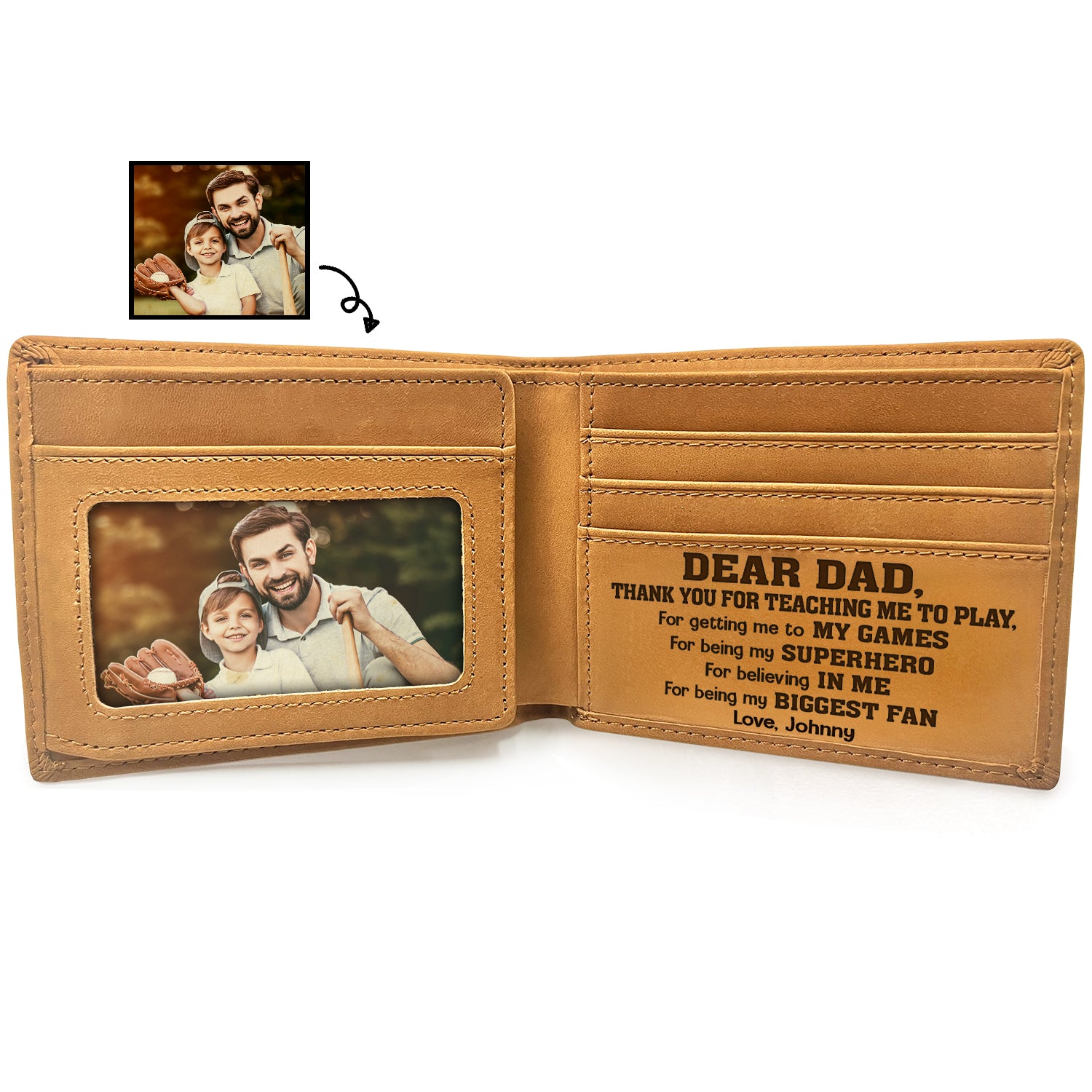 Custom Photo Dear Dad Thank You For Teaching Me - Holiday, Birthday, Loving Gift For Dad, Father, Sport Daddy, Papa - Personalized Bifold Wallet
