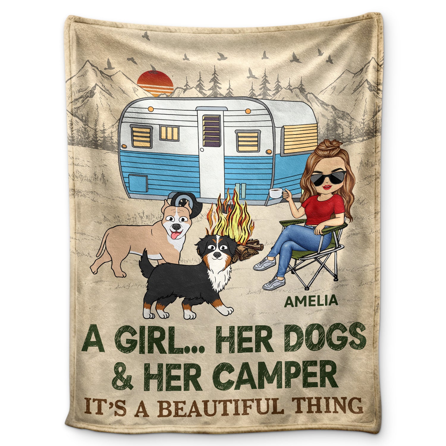It's A Beautiful Thing Walking Dog - Camping Gift For Dog Lovers, Dog Mom, Dog Dad - Personalized Fleece Blanket, Sherpa Blanket