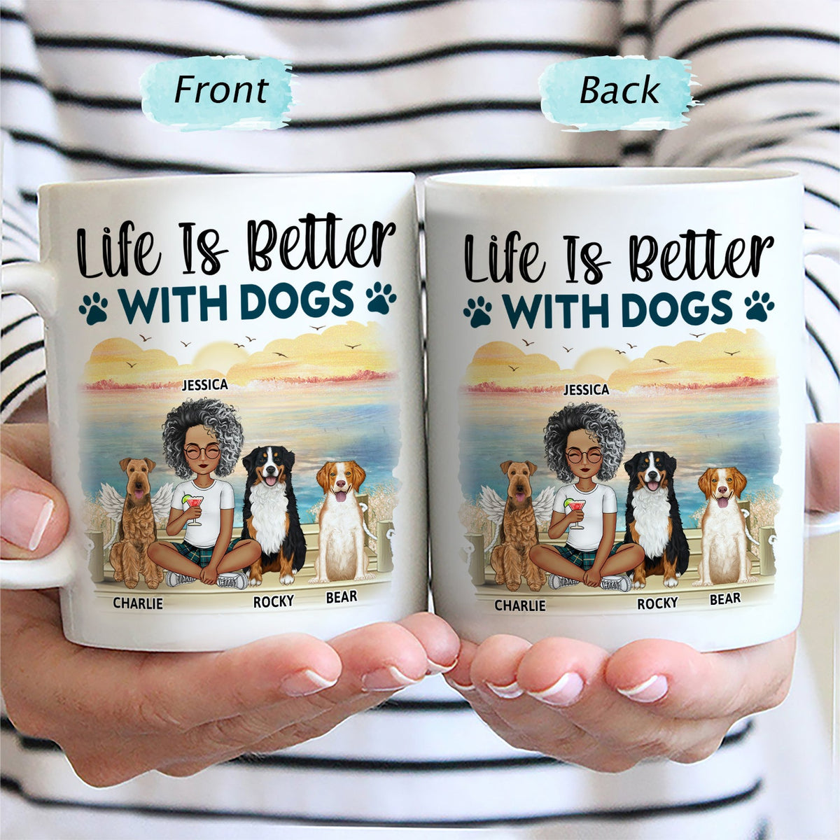 A Bond That Can't Be Broken Cartoon - Gift For Dog Lovers, Dog Mom, Dog Dad - Personalized Mug