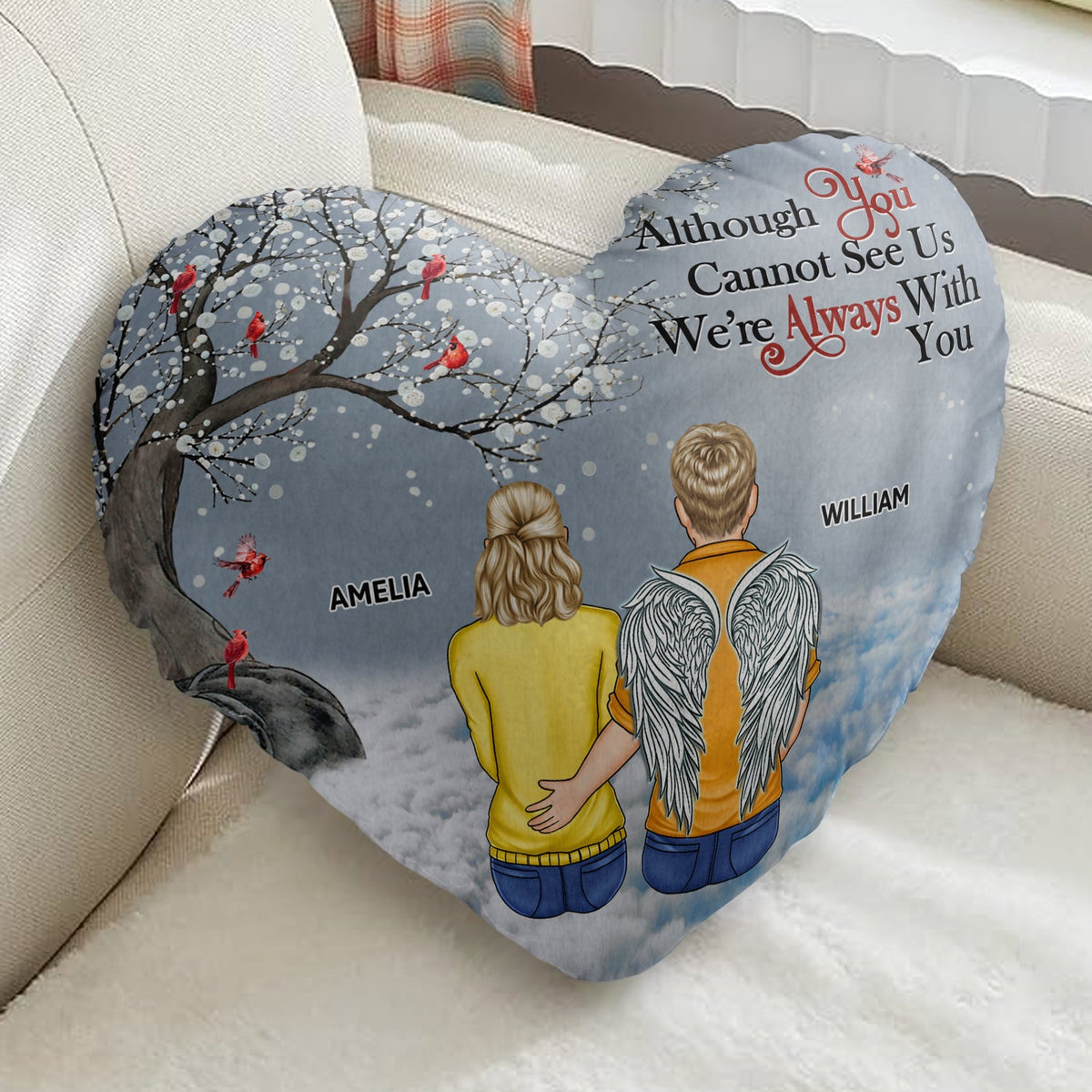 When You Miss Me - Loving, Memorial Gift For Family, Siblings, Friends - Personalized Heart Shaped Pillow