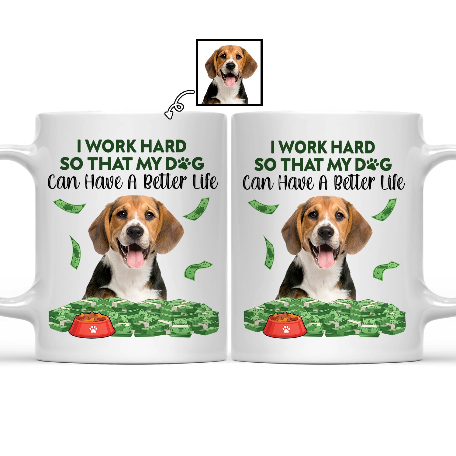 Custom Photo I Work Hard - Gift For Dog Lovers, Cat Lovers, Dog Mom, Dog Dad, Cat Mom, Cat Dad - Personalized Mug