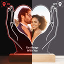 Photo personnalisée « Amour éternel » - Cadeau pour maman, papa, couples, amis, frères et sœurs, amoureux des chiens, amoureux des chats - Base en bois avec lumière LED 3D personnalisée