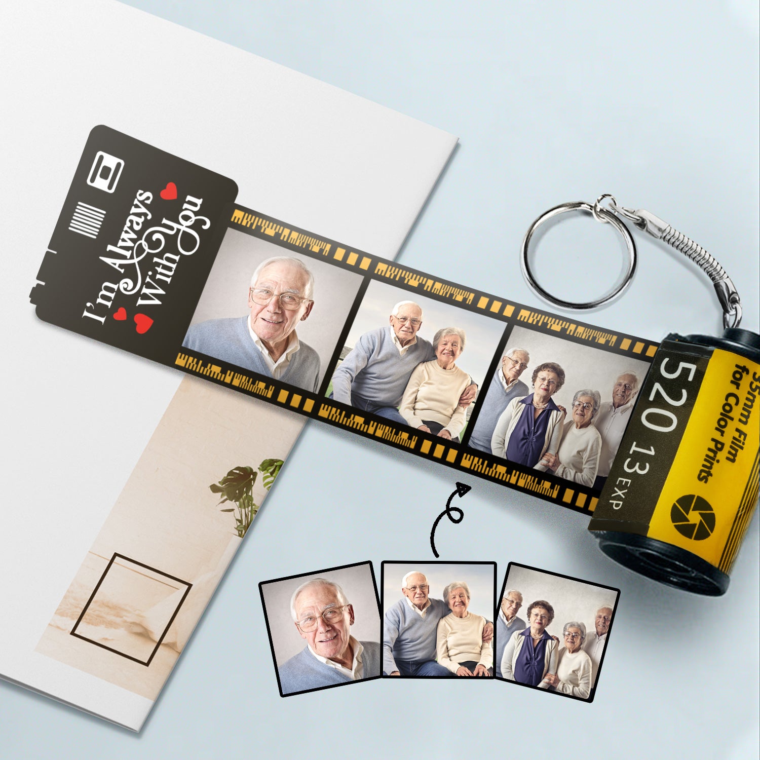 Custom Photo I'm Always With You - Memorial Gift For Family, Parents, Friends - Personalized Film Roll Keychain