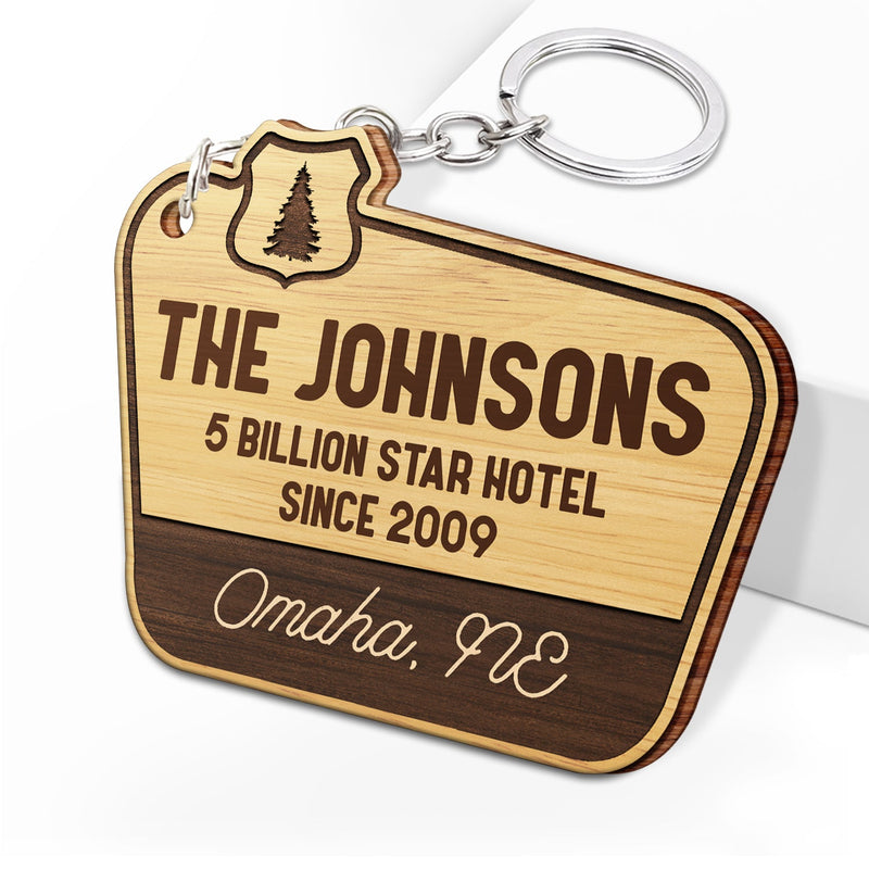 Adventuring Together - Funny, Loving Gifts For Camping Lovers - Personalized Wooden Keychain