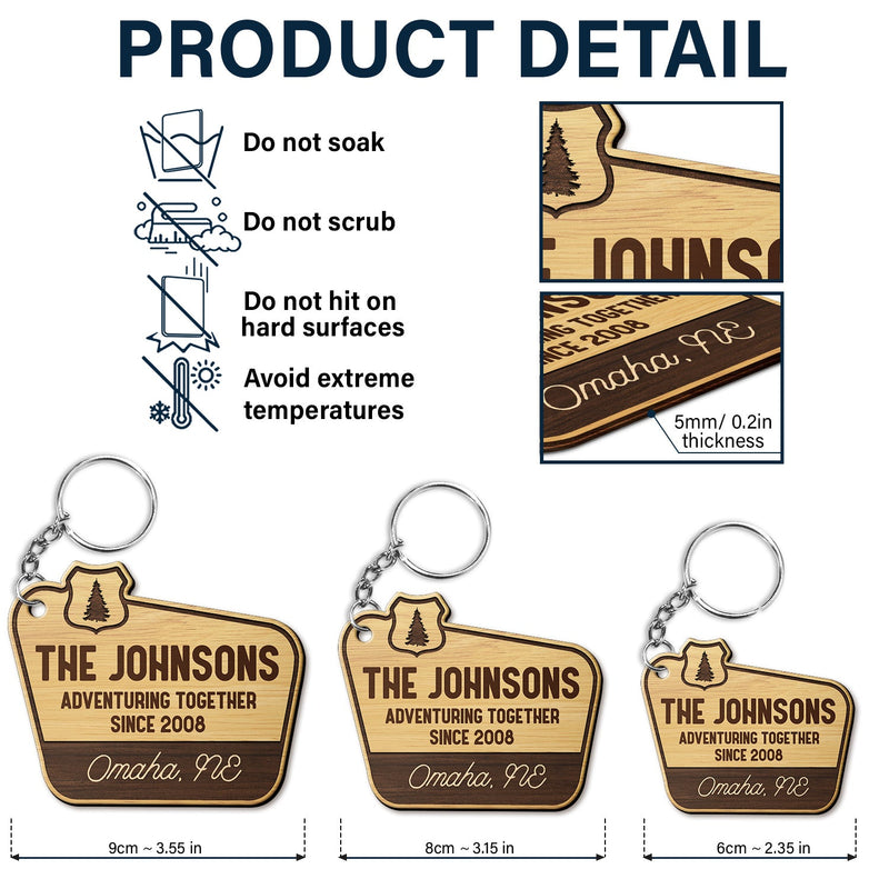 Adventuring Together - Funny, Loving Gifts For Camping Lovers - Personalized Wooden Keychain