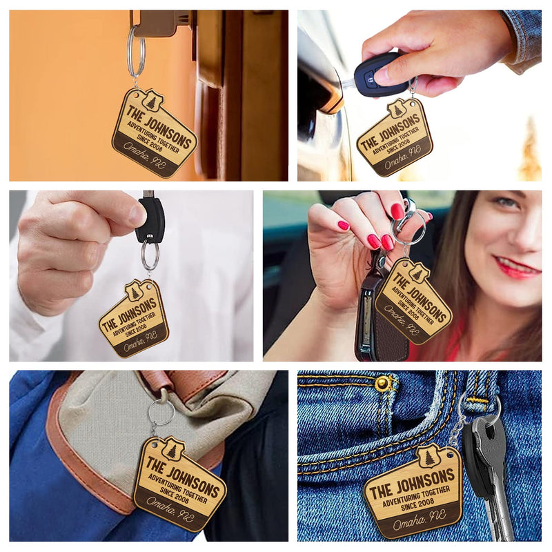 Adventuring Together - Funny, Loving Gifts For Camping Lovers - Personalized Wooden Keychain
