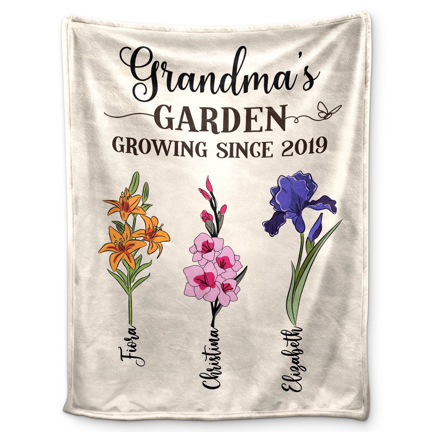 Grandma's Garden Growing Since - Gift For Mom, Mother, Grandma, Nana - Personalized Fleece Blanket, Sherpa Blanket