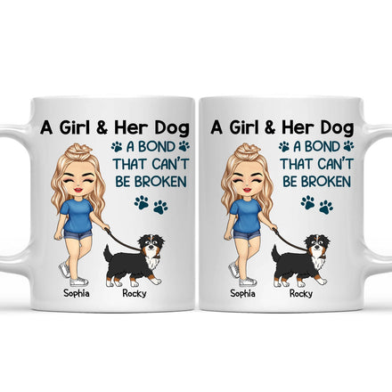 A Bond That Can't Be Broken Walking Dog - Gift For Dog Lovers, Dog Mom, Dog Dad - Personalized Mug