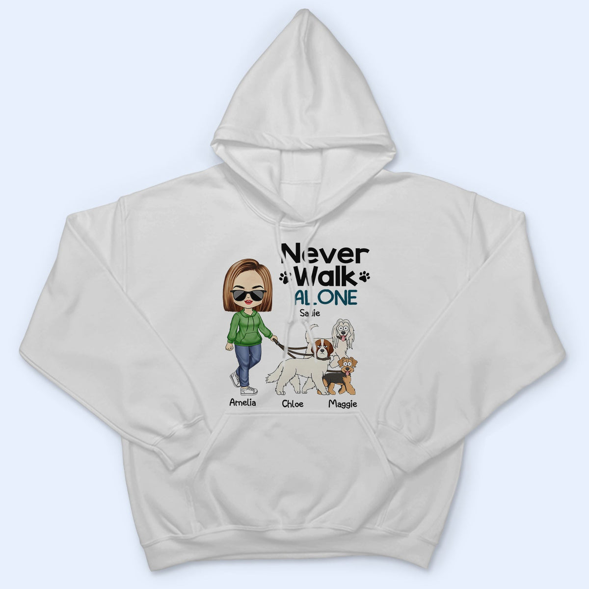 Ne marchez jamais seul en promenant votre chien ! Cadeau pour les amoureux des chiens, maman et papa ! T-shirt personnalisé