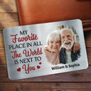Custom Photo My Favourite Place In All The World - Gift For Couples, Husband, Wife - Personalized Aluminum Wallet Card