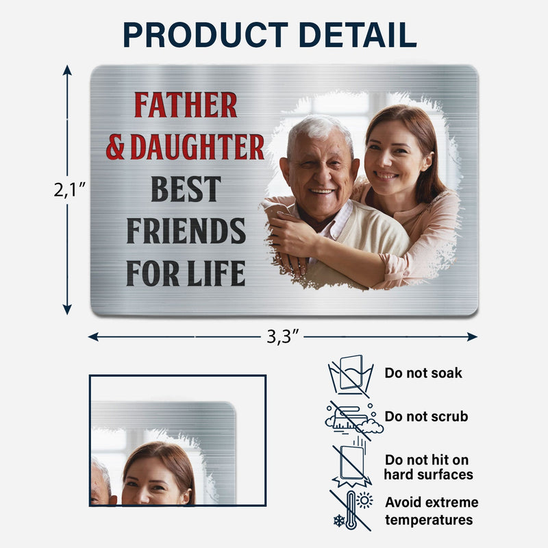 Custom Photo Father And Son Best Friends For Life - Gift For Dad, Father, Grandpa - Personalized Aluminum Wallet Card