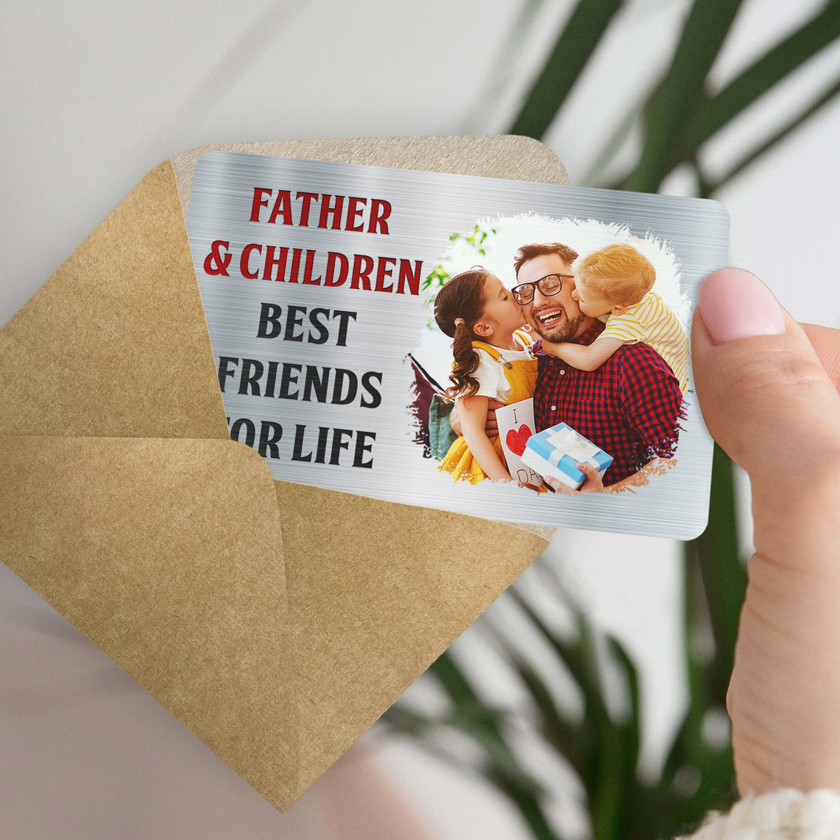 Custom Photo Father And Son Best Friends For Life - Gift For Dad, Father, Grandpa - Personalized Aluminum Wallet Card