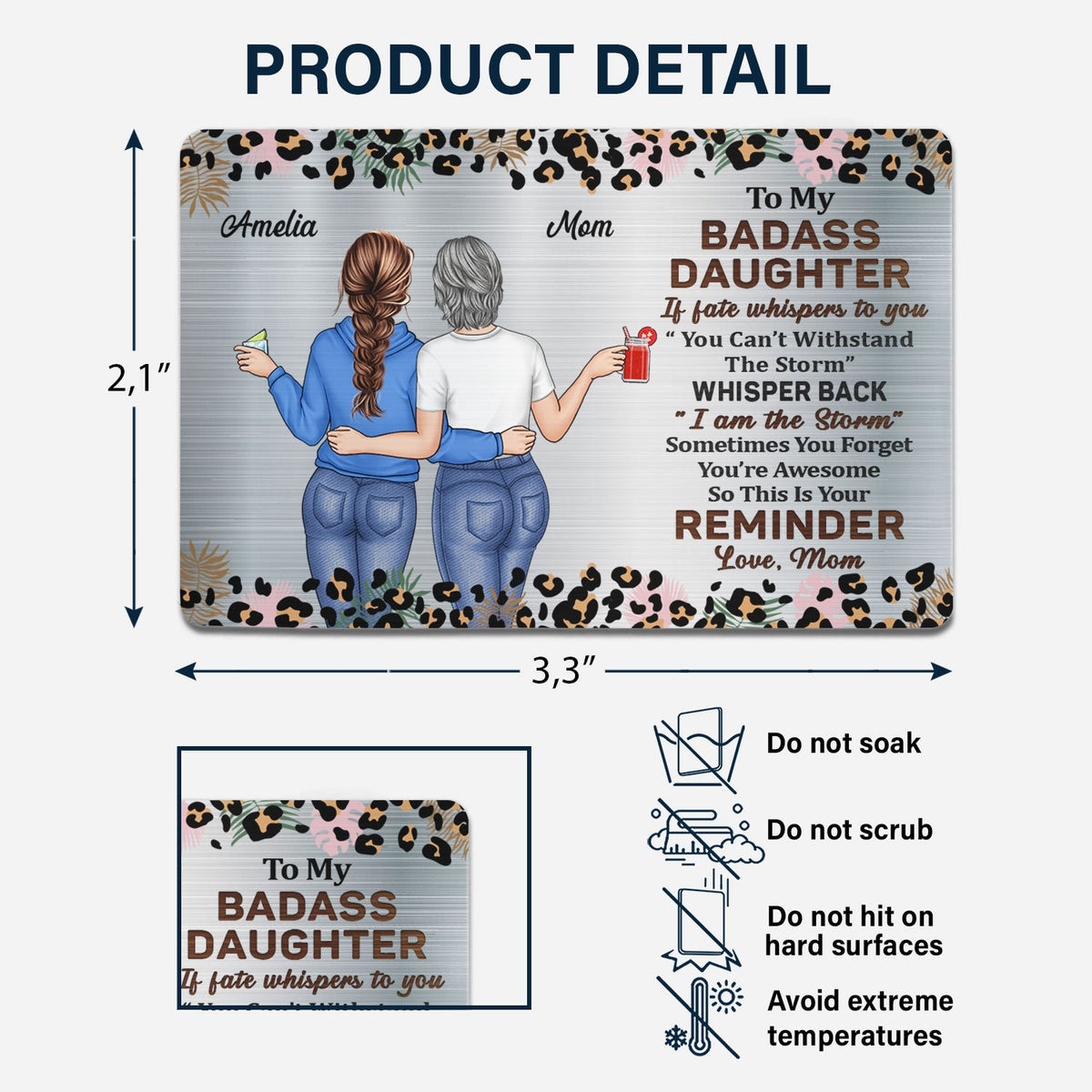 Whisper Back I Am The Storm - Gift For Daughters From Mom - Personalized Aluminum Wallet Card