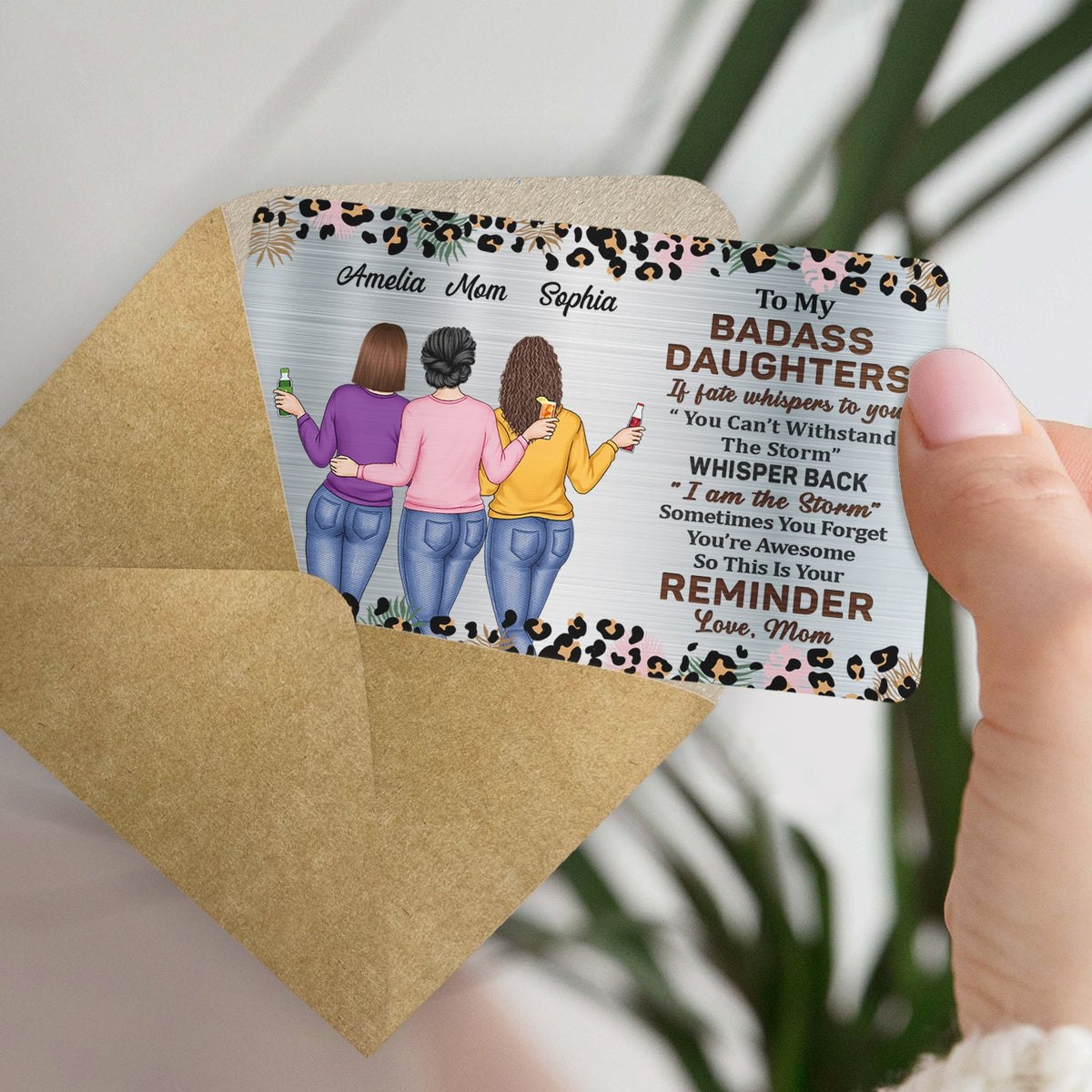 Whisper Back I Am The Storm - Gift For Daughters From Mom - Personalized Aluminum Wallet Card