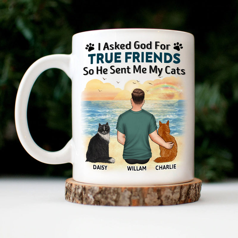 I Asked God For A True Friend - Gift For Cat Lovers, Cat Mom, Cat Dad - Personalized Mug