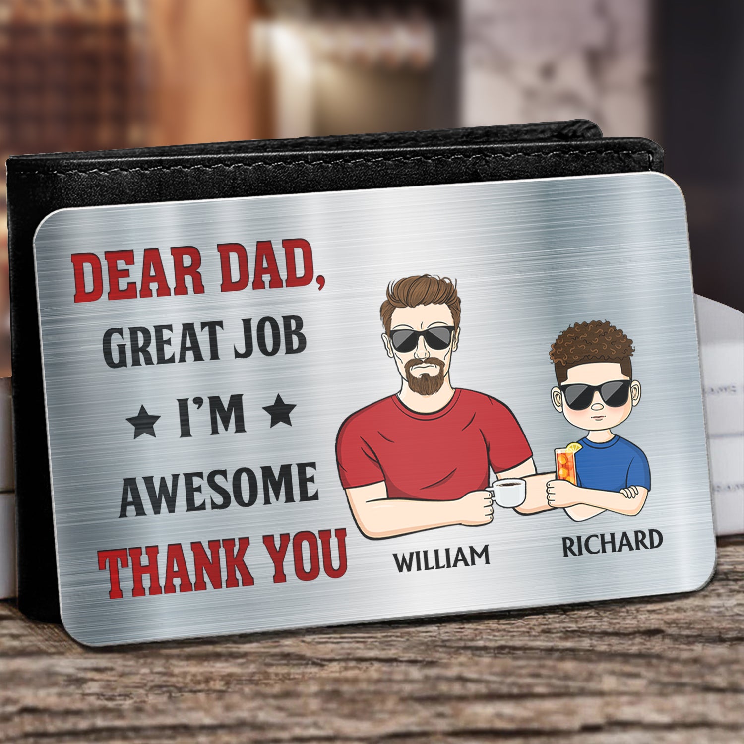 Great Job We're Awesome Kids - Gift For Dad, Father, Grandpa - Personalized Aluminum Wallet Card
