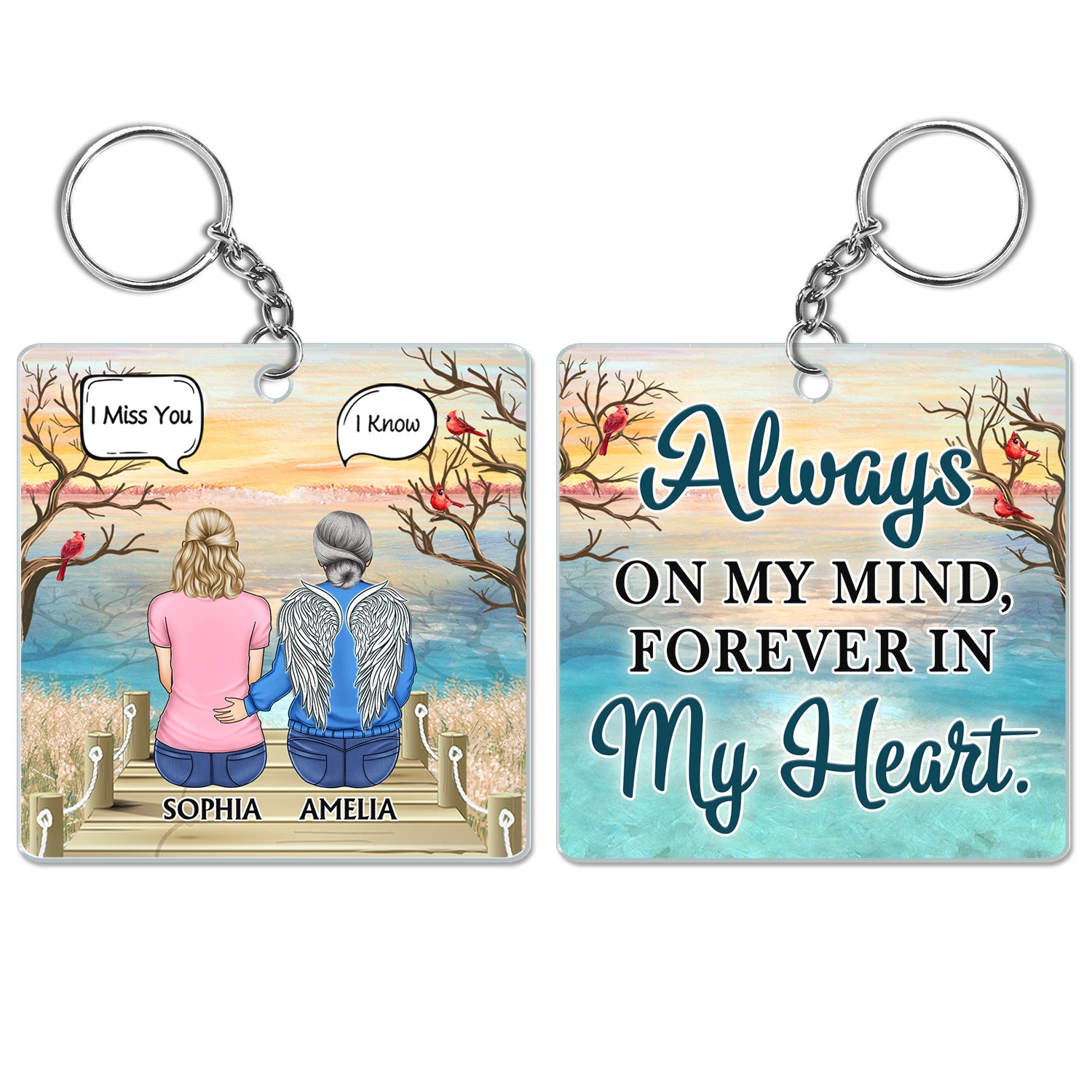Always On My Mind - Memorial Gift For Family, Friends, Siblings - Personalized Acrylic Keychain
