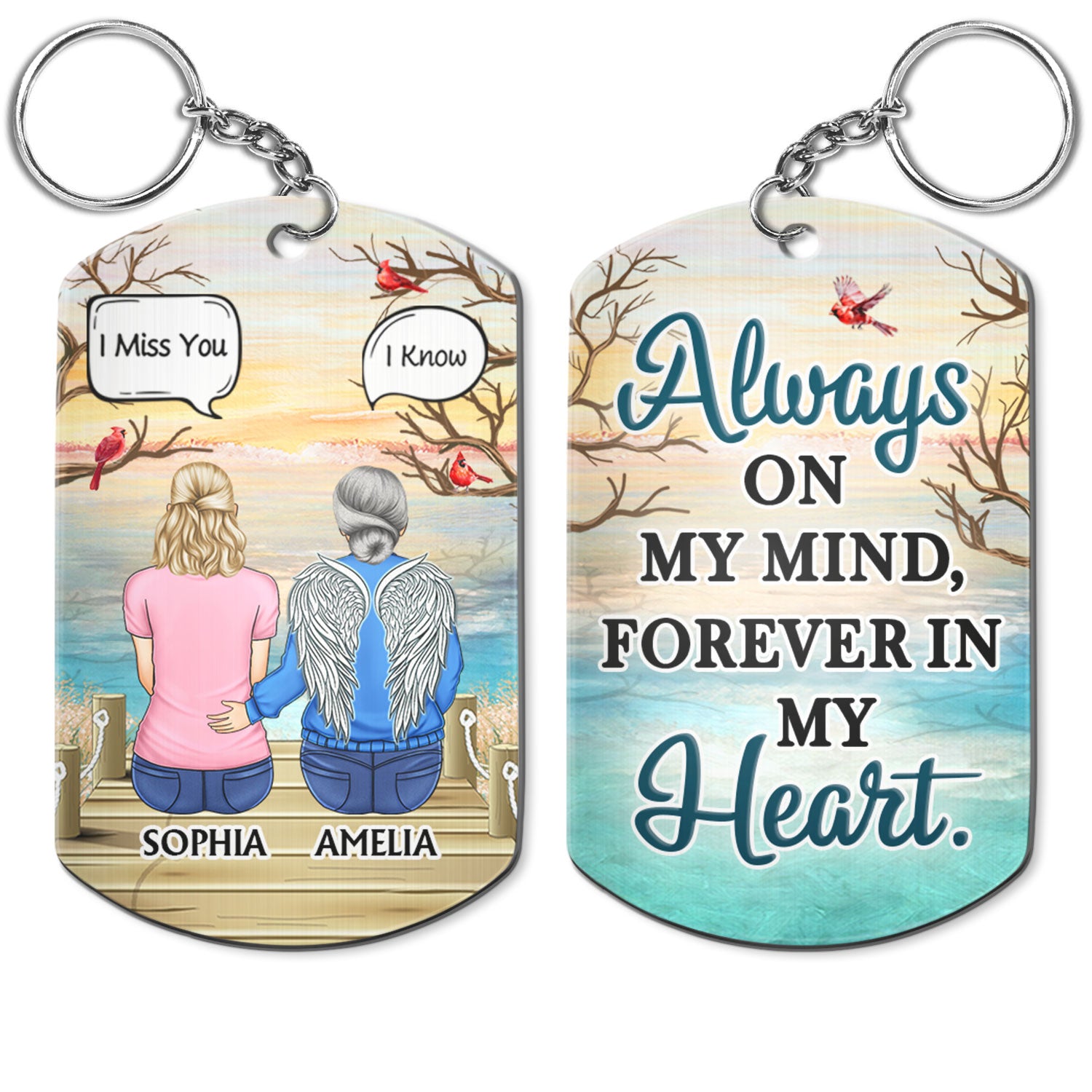 Always On My Mind - Memorial Gift For Family, Friends, Siblings - Personalized Aluminum Keychain