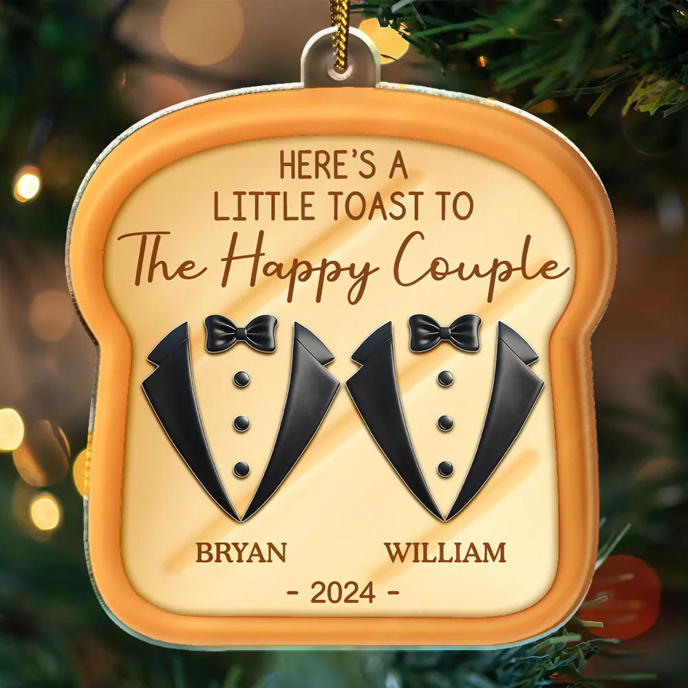 Wedding Anniversary,Gift For Couples,Married ,Happy - A Little Toast To The Happy Couple Newly Wedding 3D Effect - Personalized Custom Shaped Acrylic Ornament
