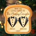 Wedding Anniversary,Gift For Couples,Married ,Happy - A Little Toast To The Happy Couple Newly Wedding 3D Effect - Personalized Custom Shaped Acrylic Ornament