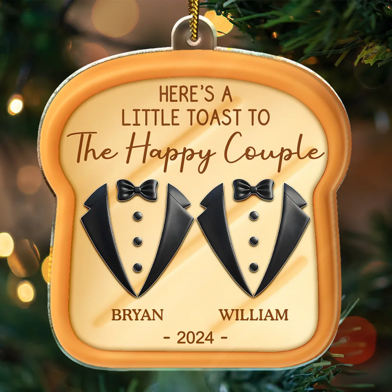 Wedding Anniversary,Gift For Couples,Married ,Happy - A Little Toast To The Happy Couple Newly Wedding 3D Effect - Personalized Custom Shaped Acrylic Ornament