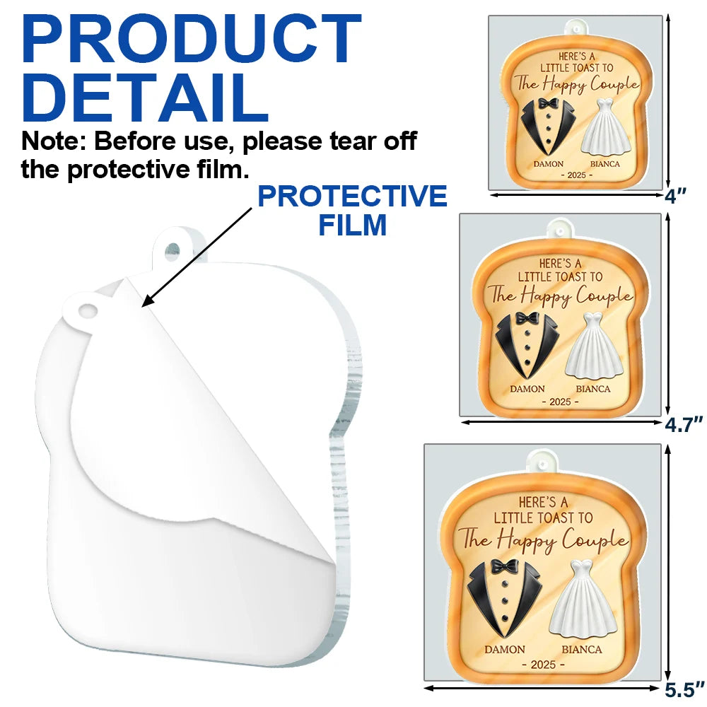 Wedding Anniversary,Gift For Couples,Married ,Happy - A Little Toast To The Happy Couple Newly Wedding 3D Effect - Personalized Custom Shaped Acrylic Ornament