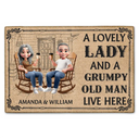 Gift For Couples,Gift For Husband,Gift For Wife,Happy - A Lovely Lady & Her Grumpy Old Man Live Here 3D Effect - Personalized Doormat