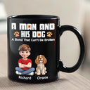 Pet Lovers,Pet Mom,Dog Lovers,Dog Mom,Happy,Christmas,Pet Dad,Dog Dad,Top Market - A Man And His Dog 3D Effect Christmas - Personalized Black Mug