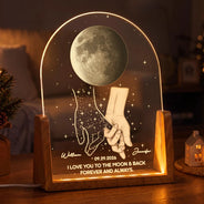 Christmas, Gift For Yourself, Gifts For Her, Gifts For Him, Memorial, Memorial Loved One, Moon Phase, Sentimental - Sympathy Gift For Loss Of Loved One - Personalized Moon Phase Holding Hands Night Light