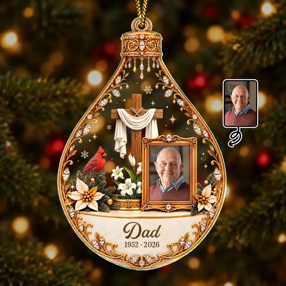 Christian Memorial Christmas Gift - Personalized Custom Photo In Loving Memory Acrylic Ornament