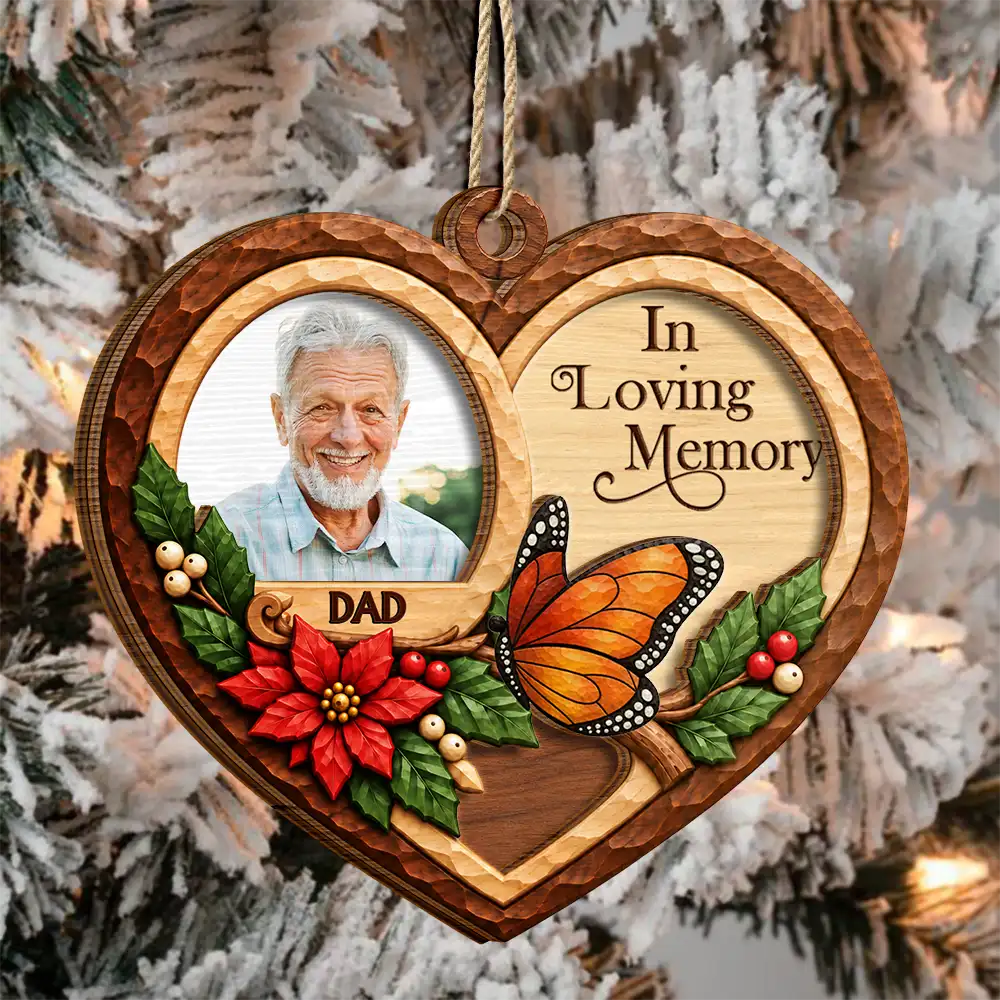 Christmas,Custom Photo,Family,Memorial,Memorial Loved One,Sympathetic,Upload Full Photo - Christmas Memorial Gift - Personalized Custom Photo I'm Always With You 2-Layered Wooden Ornament
