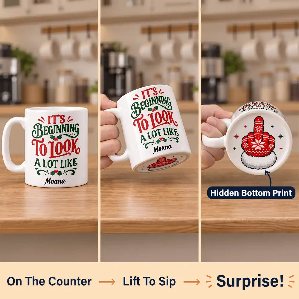 Afro Besties,Christmas,Gift For Bestie,Icon,Sarcastic - Christmas Gag Gift For Bestie, Best Friend, Coworker - Personalized Festive Middle Finger Bottom Print Mug