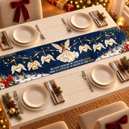 Christmas,Custom Text,Family,Memorial,Sentimental,Top Market - Christmas Memorial Gift For Family - Personalized Names Angel And Cardinal Heaven Hearts Table Runner
