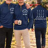 Gift For Men,Gift For Yourself,Gifts For Him,Golf,Happy,Icon - Gift For Golf Dad Grandpa - Personalized Best Dad By Par Quarter Zip Sweatshirt