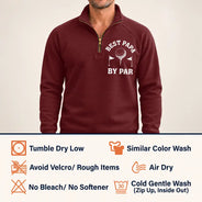 Gift For Men,Gift For Yourself,Gifts For Him,Golf,Happy,Icon - Gift For Golf Dad Grandpa - Personalized Best Dad By Par Quarter Zip Sweatshirt