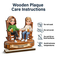 Anniversary,Christmas,Gift For Couples,Old Couples,Romantic,Vector - Anniversary Gift For Couples - Personalized Rocking Chairs Growing Old Wooden Plaque