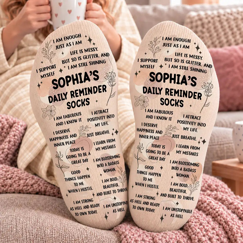 Gift For Her, Coworkers, Friends - Personalized Daily Reminder Socks
