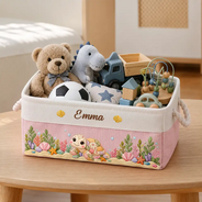 Adorable,Gift For Kids,Icon - Gift For Kids - Personalized Patchwork Animal And Name Storage Basket
