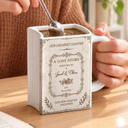 Christmas,Custom Text,Gift For Couples,Happy,Old Couples,Wedding Anniversary - Anniversary Gift For Couples - Personalized Love Story Book Mug