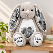Anniversary,Christmas,Custom Photo,Gift For Couples,Old Couples,Romantic,Top Market,Upload Full Photo - Anniversary Gift For Couples - Personalized Custom Photo Heart Soft Toy Bunny