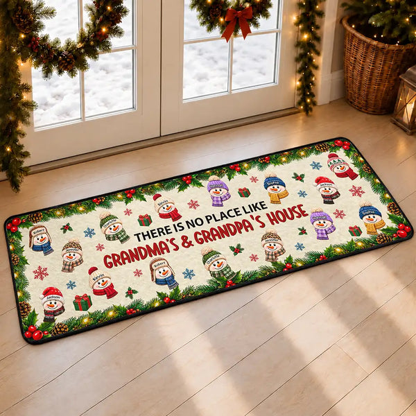 Christmas,Family,Grandparents,Happy,Icon - Christmas Decor For Grandparents - Personalized Snowman Runner Rug