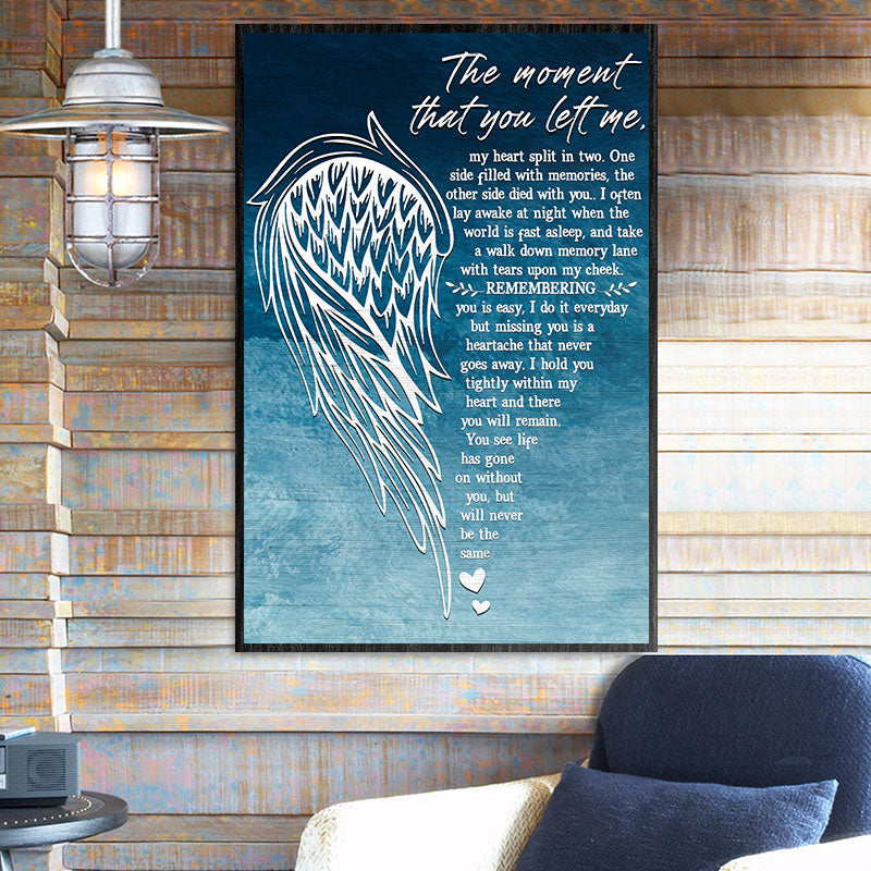 Affiche personnalisée « Angel Wings The Moment That You Left Me », décoration murale rustique pour pub, décoration de salle d'art