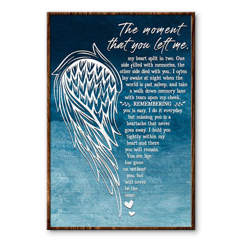 Affiche personnalisée « Angel Wings The Moment That You Left Me », décoration murale rustique pour pub, décoration de salle d'art