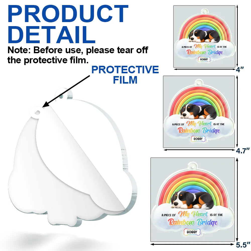 Gift For Women,Gift For Men,Memorial,Dog Lovers,Dog Mom,Dog Dad,Sad,Christmas - A Piece Of My Heart Sleeping Dog 3D Effect - Personalized Custom Shaped Acrylic Ornament