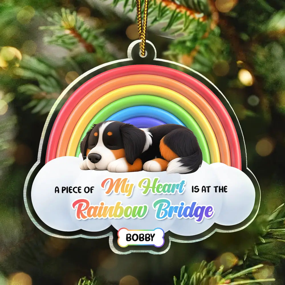 A Piece Of My Heart Sleeping Dog 3D Effect - Personalized Custom Shaped Acrylic Ornament